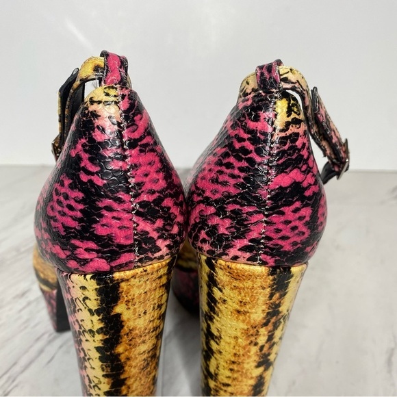 Jeffrey Campbell Okurr Chunky Platform Snakeprint Leather Pump 7 1/2 - Picture 4 of 16